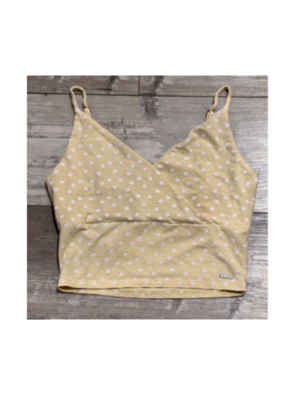 Hollister Yellow Floral Cami Crop Top Small Stretch Bralette